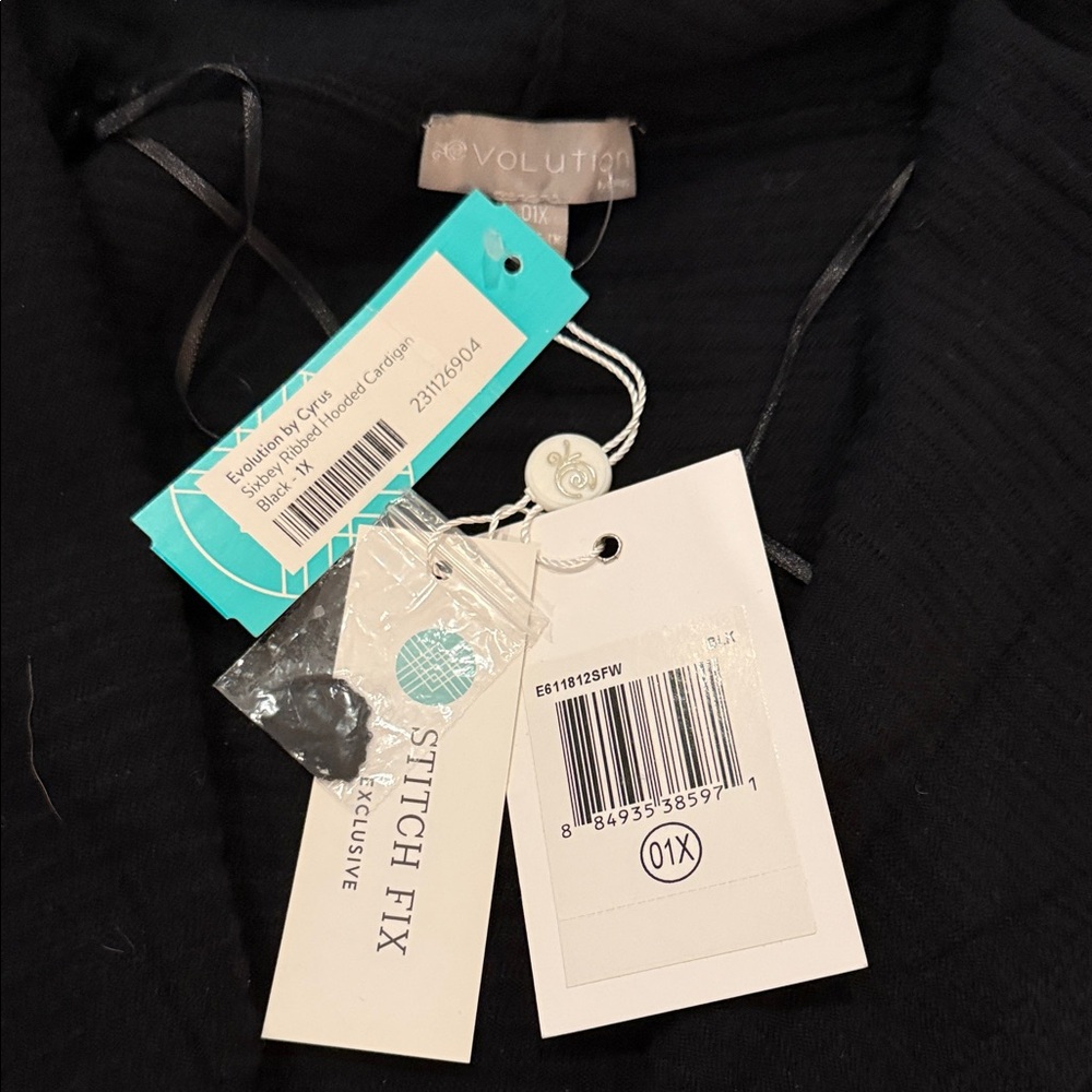 Cyrus Black Ribbed Open Cardigan - Picture 2 of 2